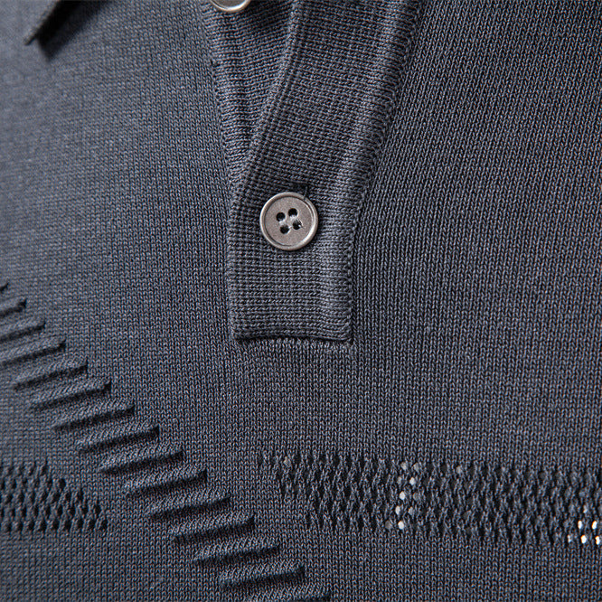 Herren Langarm Poloshirt mit modernem Strukturdesign