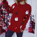 Damen Weihnachts-Pullover mit festlichem Santa-Motiv und strukturierter Strickqualität R&B