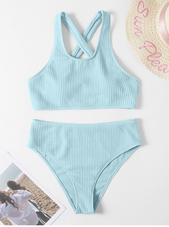 Damen Hoch tailliertes Bikini-Set mit komfortablem und schickem Design R&B