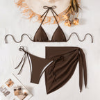 Damen Bikini-Set mit verstellbaren Trägern und elegantem knotendem Unterteil R&B