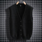 Damen ärmellose Strickjacke mit Knopfdetails und feinem Design R&B