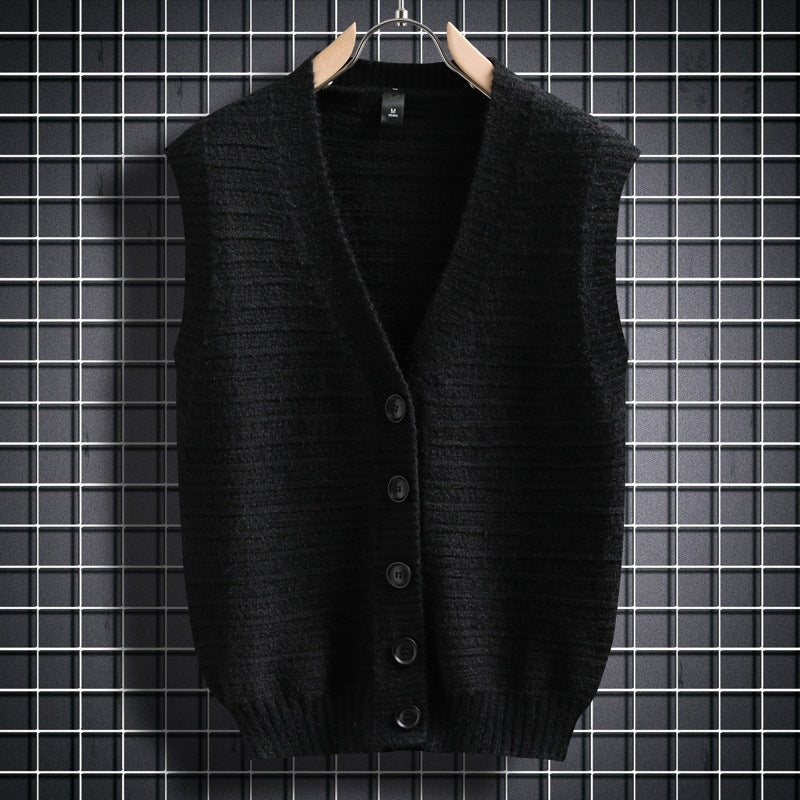 Damen ärmellose Strickjacke mit Knopfdetails und feinem Design R&B