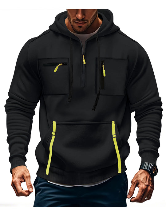 Herren modischer Kapuzenpullover mit funktionalen Reißverschlusstaschen R&B