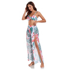 Damen Bikini-Set mit floralem Zufallsmuster und passendem Wickelrock R&B