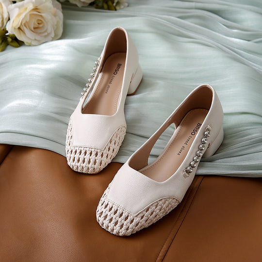Damen Ballerinas mit glänzenden Applikationen und stilvollem Flechtmuster R&B
