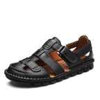 Herren Bequeme Ledersandalen mit verstellbarem Riemen und rutschfester Sohle R&B