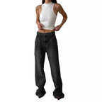 Damen Hoch geschnittene Jeans mit weitem Bein R&B