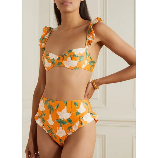 Damen Bikiniset mit voluminösen Rüschendetails R&B