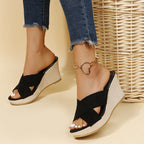Damen Wedge-Sandalen mit elegantem Kreuzband und leichtem Fußbett R&B
