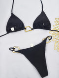 Damen Triangel-Bikini mit stilvollen Goldakzenten R&B