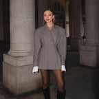 Damen Eleganter Karoblazer mit doppelter Knopfleiste R&B