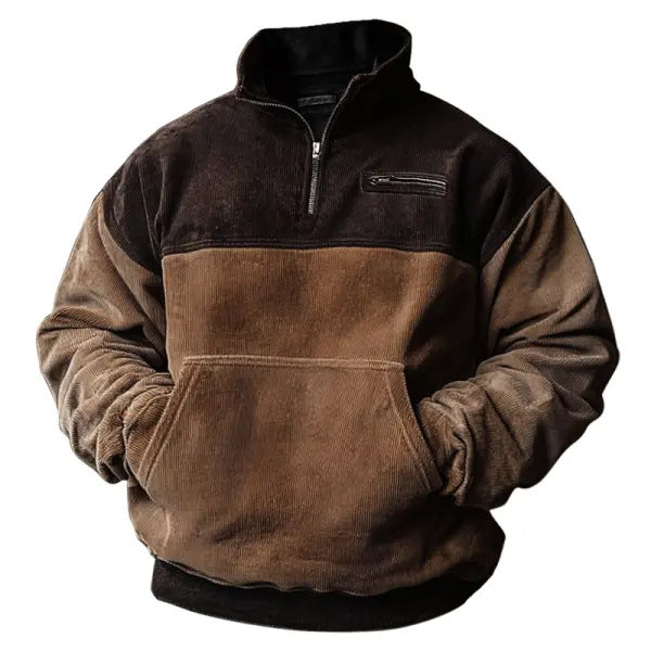 Herren Stepppullover mit hochwertigem Kragen und praktischer Tasche