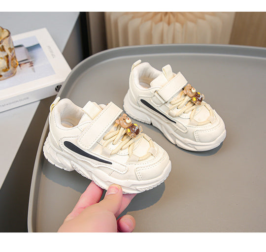 Damen sportliche Kinder-Sneaker mit verstellbarem Klettverschluss und buntem Tiermotiv R&B
