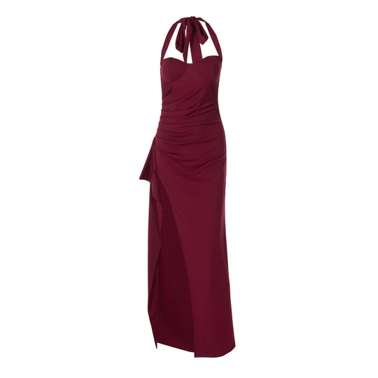 Damen Elegantes Maxikleid mit tiefem Schlitz und tailliertem Oberteil R&B