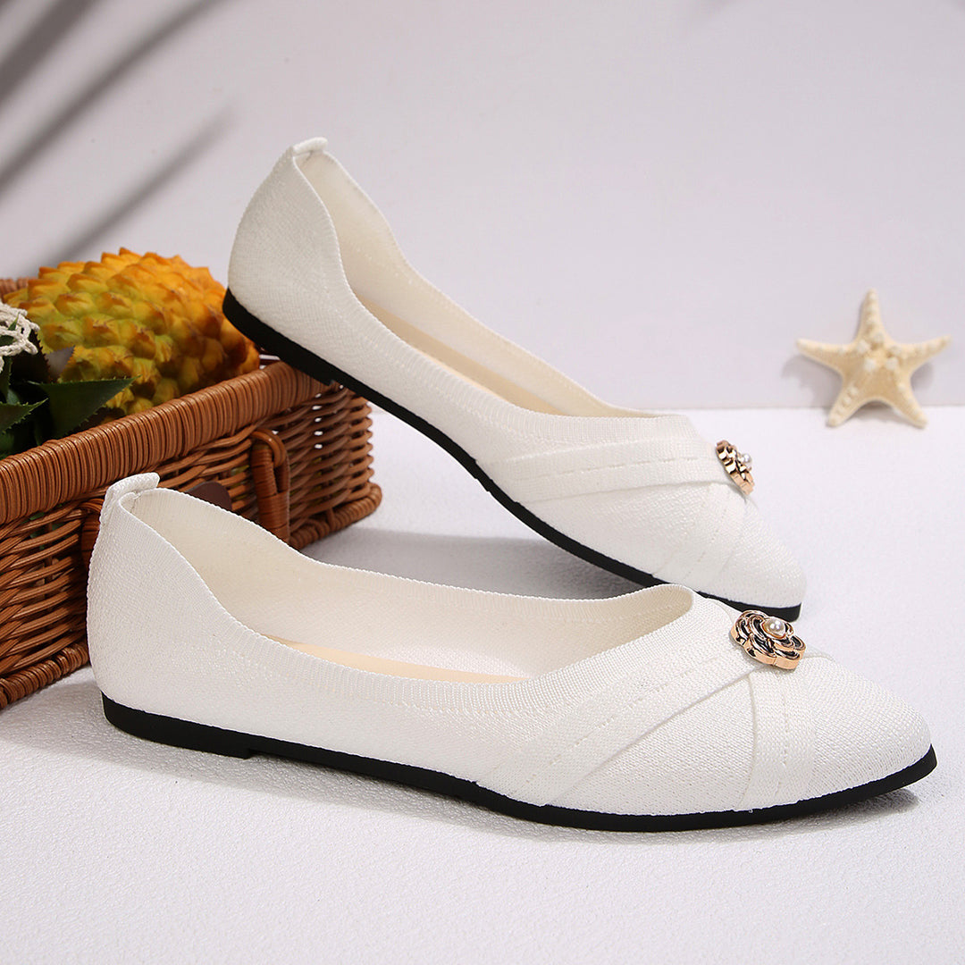 Damen Fashionable Ballerinas mit elegantem Blütenapplikation R&B