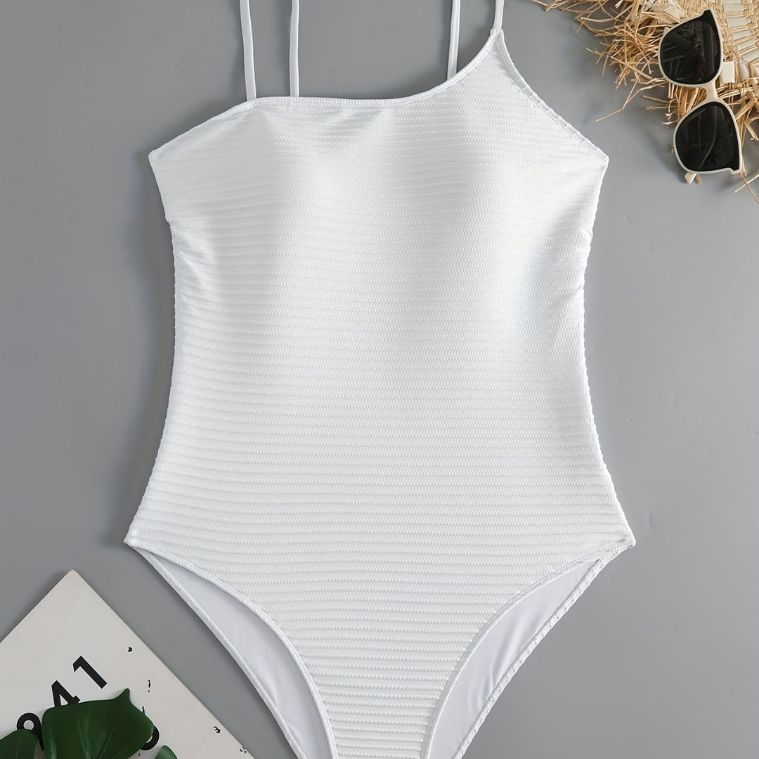 Damen Einteiliger Badeanzug mit raffiniertem Streifenmuster R&B