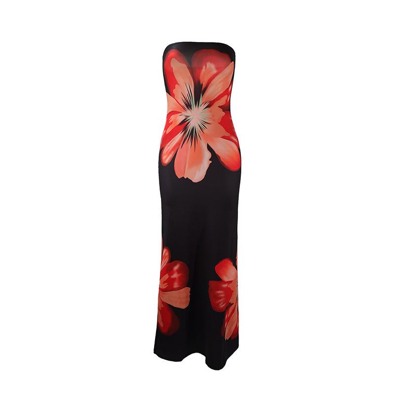 Damen strapazieres Maxikleid im exklusiven Design mit floralem Druck R&B