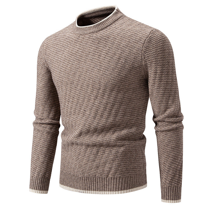 Herren strukturierter Pullover mit hochabschließendem Kragen R&B