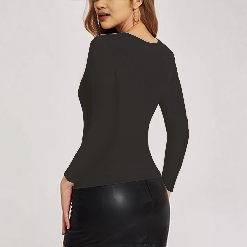 Damen Figurbetontes Longsleeve-Shirt mit Cut-Out und Raffung R&B