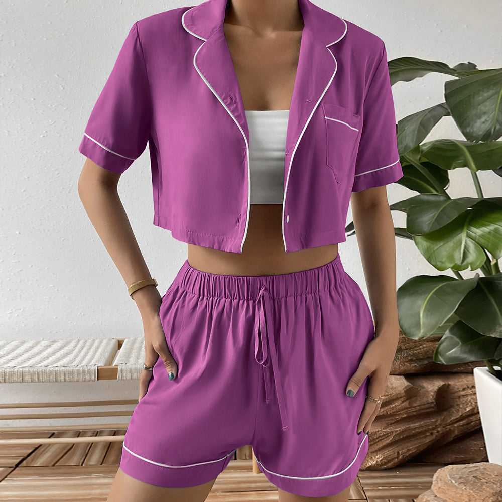 Damen lässiges Kurzarm Schlafanzug Set mit elastischem Bund R&B