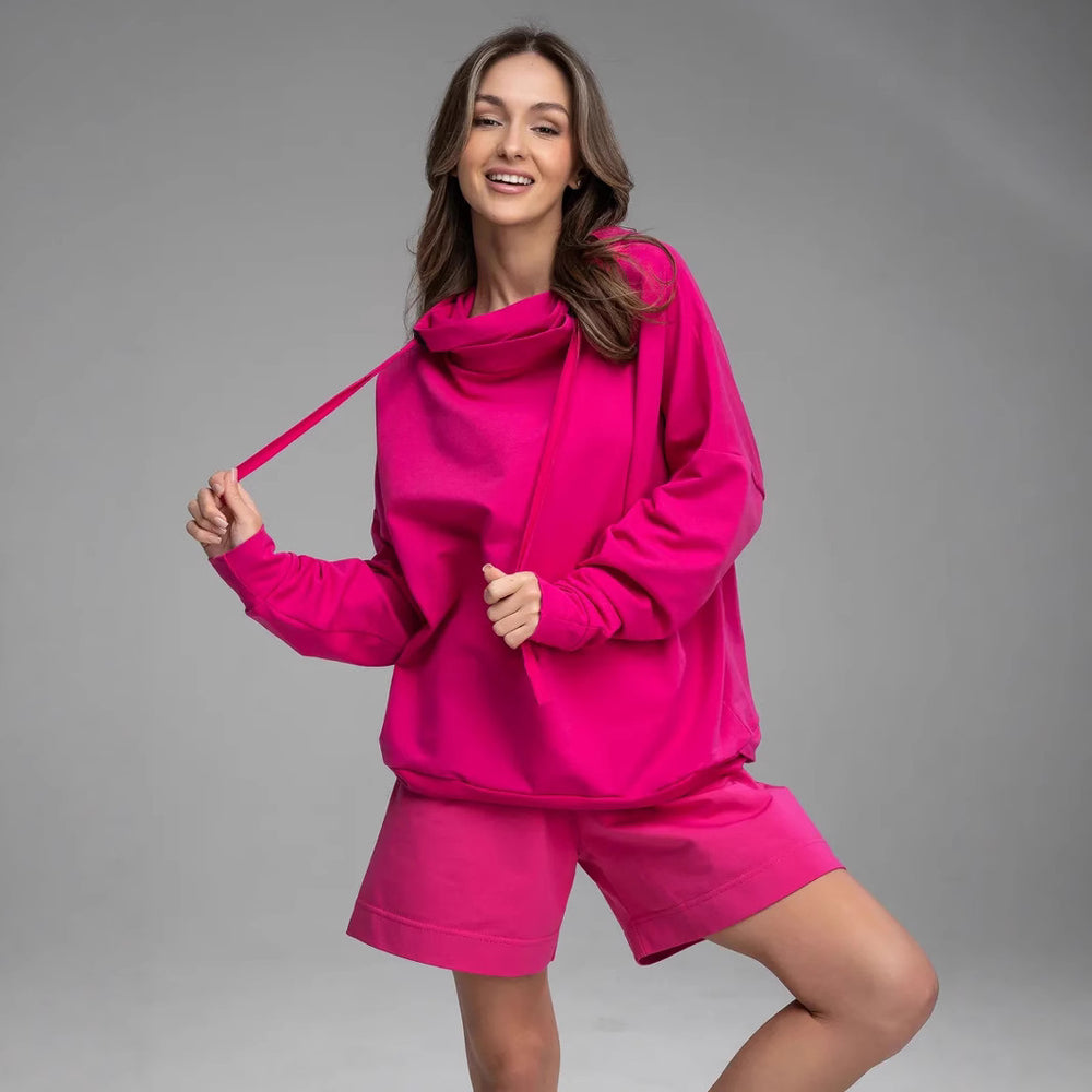 Damen lässiges Oversized Hoodie und Shorts Set R&B