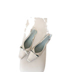 Damen Slingback Pumps mit schimmerndem Obermaterial und zarter Schleifenapplikation R&B