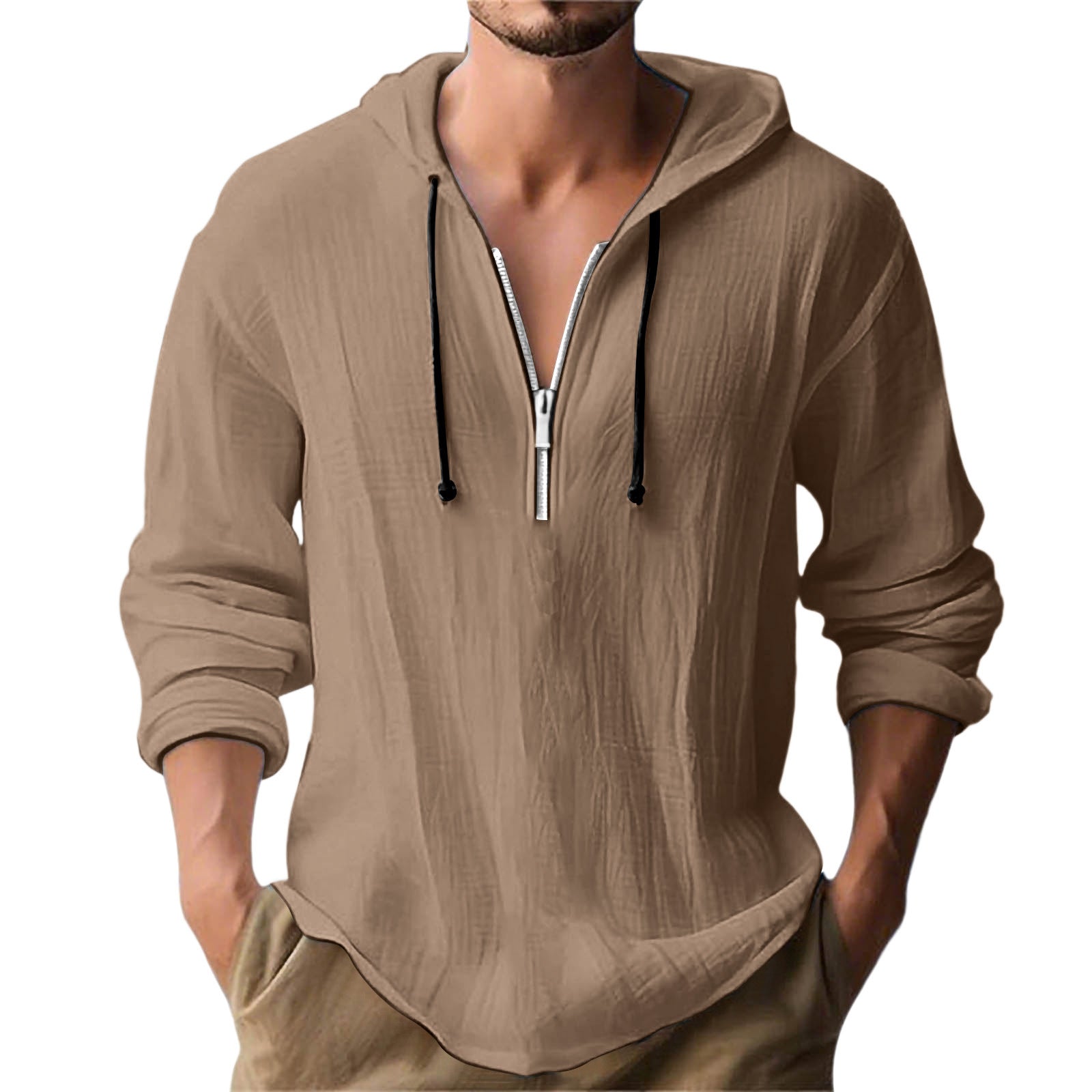 Herren lässiger Kapuzenpullover mit Reißverschluss R&B