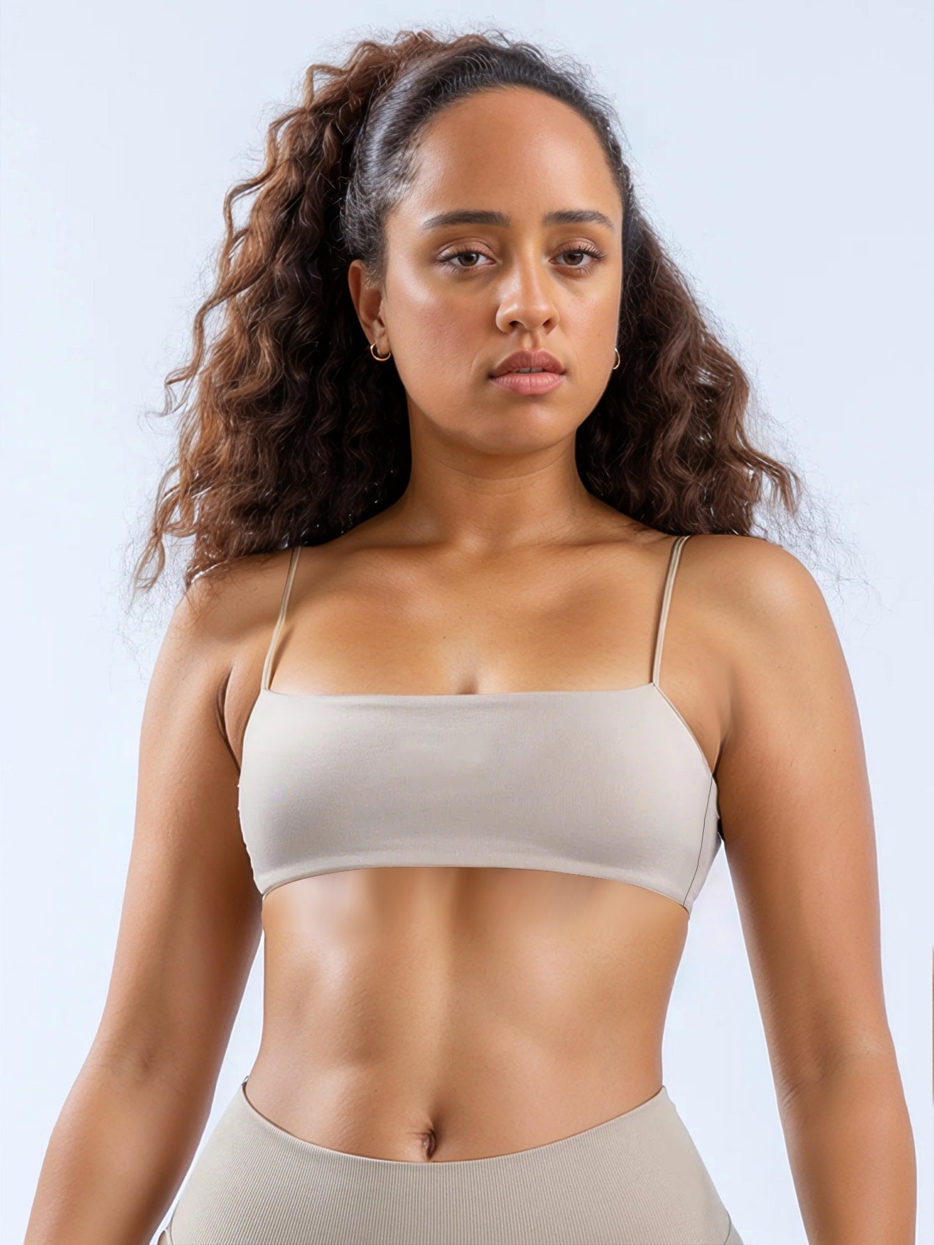 Damen Sportliches Langarm Crop-Top mit angeschnittenem Design R&B