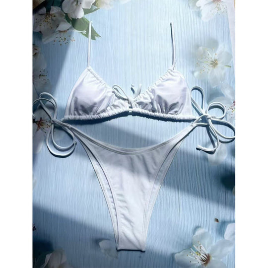 Damen Triangel-Bikini mit verspieltem Leopardenmuster und verstellbaren Bändern R&B