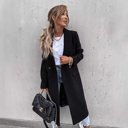 Damen eleganter Wollmantel im Oversized-Stil R&B