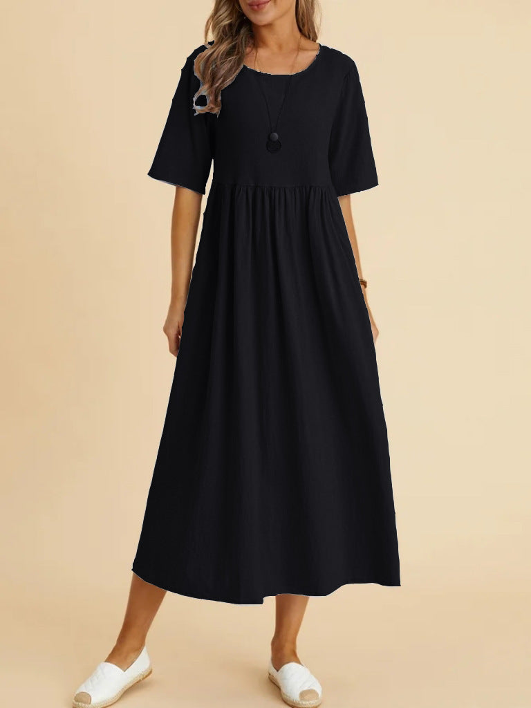 Damen Maxikleid mit lässigem Schnitt und Kurzärmeln R&B