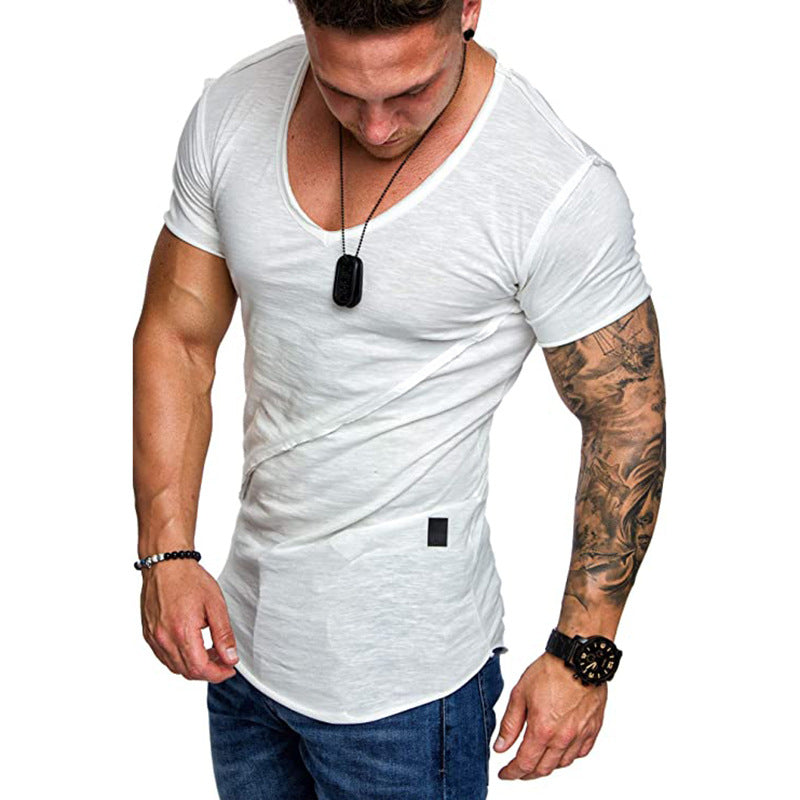 Herren V-Ausschnitt T-Shirt aus hochwertiger Baumwolle mit strukturierter Oberfläche