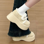 Damen Plattform-Schuhe mit kuscheligem Innenfutter und modischem Schnallen-Design R&B