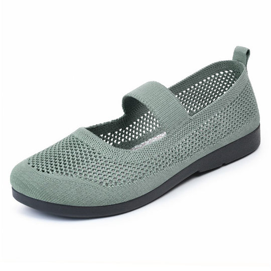 Damen atmungsaktive Strick-Ballerinas mit elastischem Riemen R&B