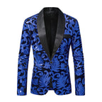 Herren glamouröser Pailletten-Blazer mit floralem Design und elegantem Schnitt R&B