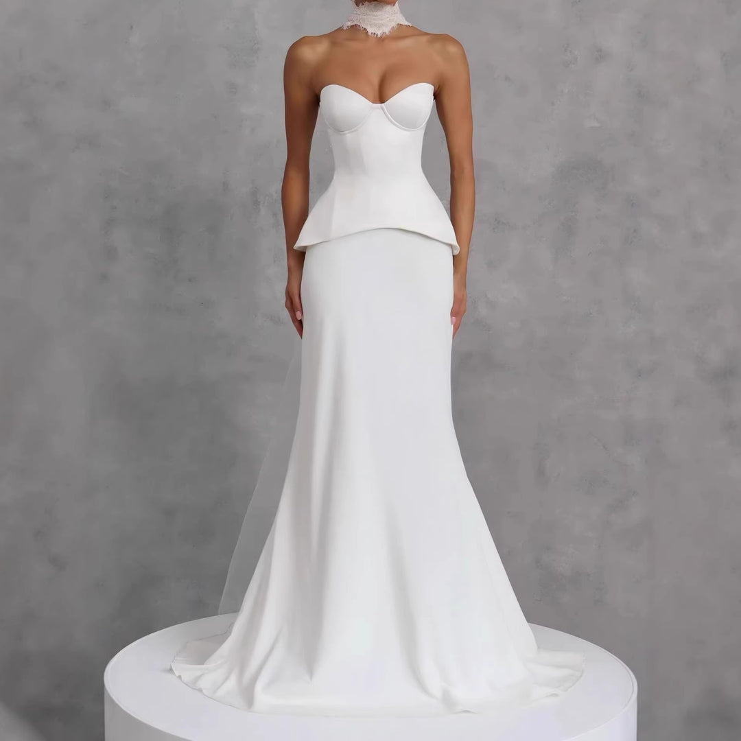 Damen Figurbetontes Brautkleid mit Peplum-Silhouette R&B