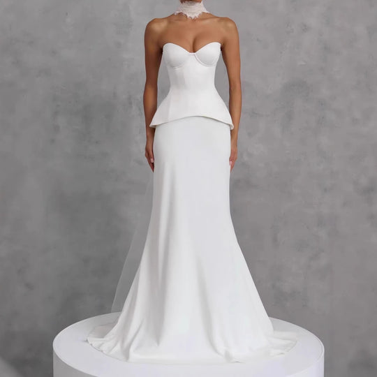 Damen Figurbetontes Brautkleid mit Peplum-Silhouette R&B
