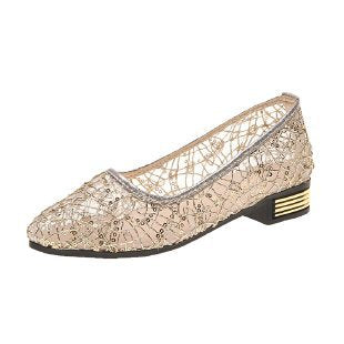Damen elegante Ballerinas mit glitzernder Spitze und geschmackvollem Absatz R&B