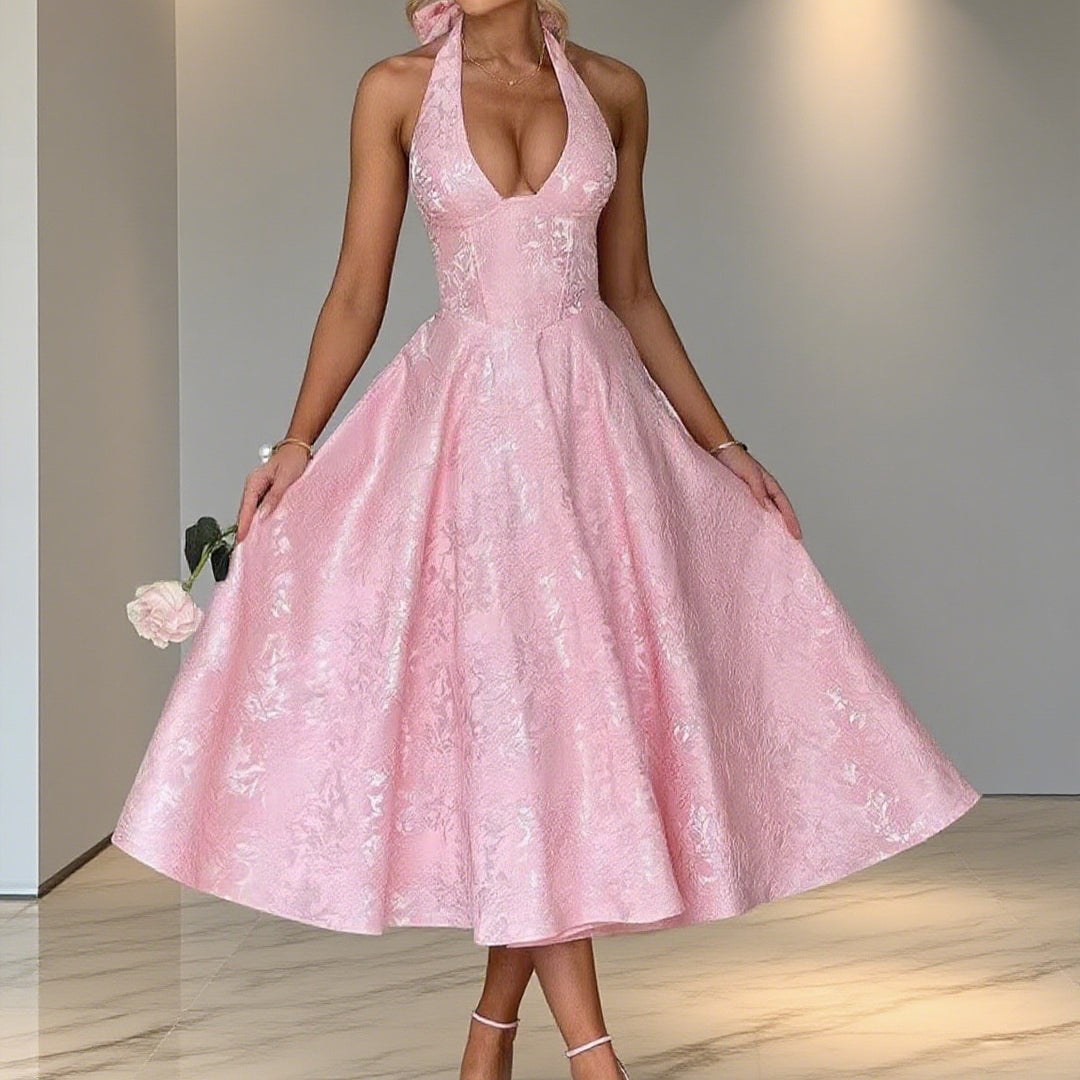 Damen Elegantes Hochzeitskleid mit schwingendem Rock und tiefem V-Ausschnitt R&B