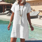 Damen Leichtes Strandkleid aus atmungsaktivem Leinen R&B