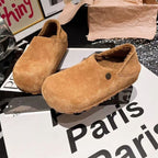 Damen weiche Hausschuhe aus Veloursleder mit warmem Innenfutter