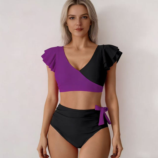 Damen Hochtailliertes Bikini-Set mit Rüschendetails R&B