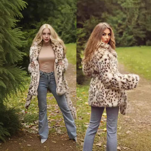 Damen Glamouröse Kunstpelzjacke mit Gürtel R&B