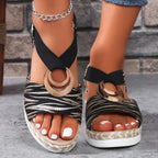 Damen Wedge-Sandalen mit eleganter Schnallenapplikation und komfortablem Fußbett R&B