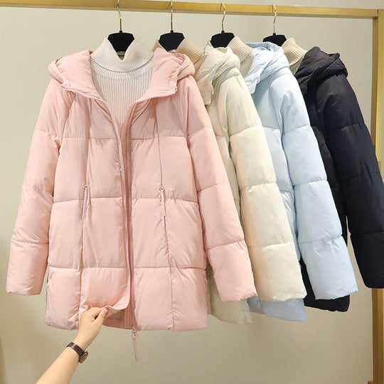 Damen Komfortable und stylische Pufferjacke mit Kapuze und praktischen Reißverschlusstaschen R&B