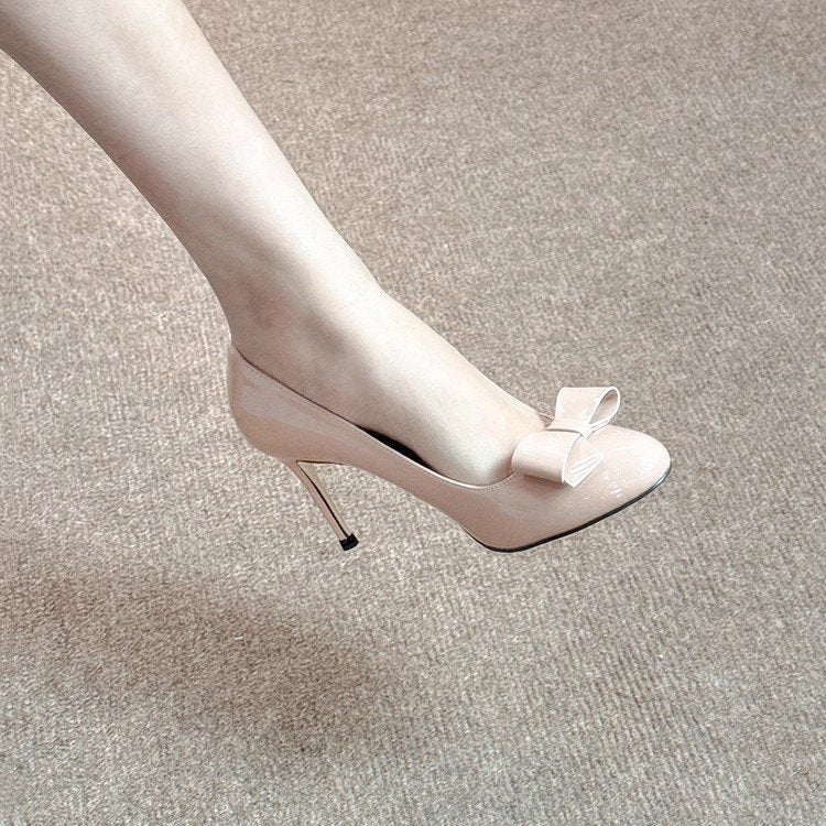 Damen elegante Pumps mit dekorativer Schleife und hohem Absatz R&B