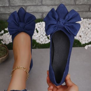 Damen nan spitze Ballerina-Slipper mit dekorativer Schleife und gepolstertem Komfortfußbett R&B