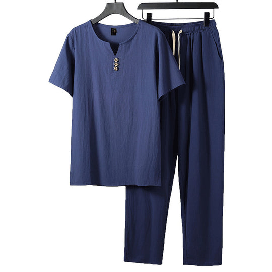 Damen lässiges Lounge-Set mit Knopfdetails und elastischem Bund R&B