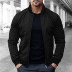 Herren nan legerer Baumwoll-Blouson mit kontrastkragen sichtbarem Metallreißverschluss und seitlichen Eingrifftaschen R&B