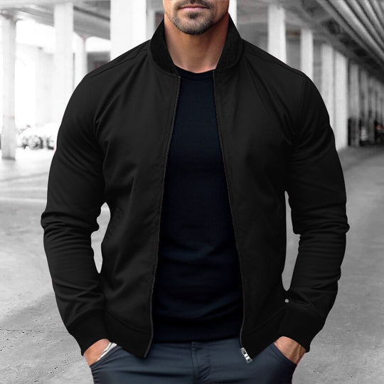 Herren nan legerer Baumwoll-Blouson mit kontrastkragen sichtbarem Metallreißverschluss und seitlichen Eingrifftaschen R&B